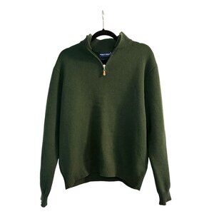 Ralph Lauren Polo Golf Hunter Green Men's Quarter Zip Sweater Size L 100% Wool